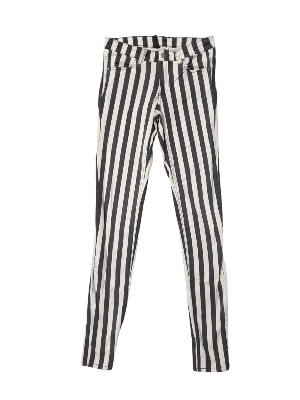 Divided Black & White Vertical Stripe Skinny Pants